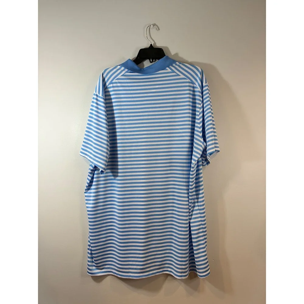 Nike Golf Polo Shirt Dri-FIT Striped Blue White Athletic Mens Performance Size L